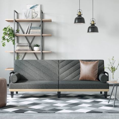 Canapé convertible,Canapé-lit,Clic Clac avec accoudoirs gris foncé tissu -Q9200