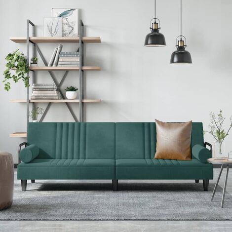 Canapé convertible,Canapé-lit,Clic Clac avec accoudoirs vert foncé velours -Q8127