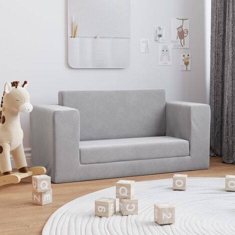 BONNEVIE Canapé convertible,Canapé-lit,Clic Clac pour enfants à 2 places Gris clair Peluche douce -Q9523