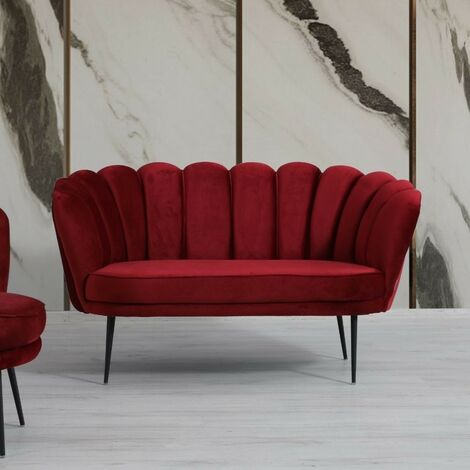 TOSCOHOME Canapé coquille deux places en velours rouge - Orel