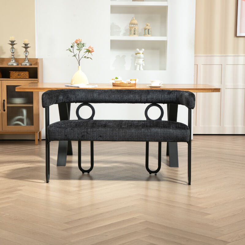 Redom - Canapé-lit double, dossier arrondi, canapé moderne et confortable, tissu chenille noir, forme unique, adapté au salon, chambre, bureau,