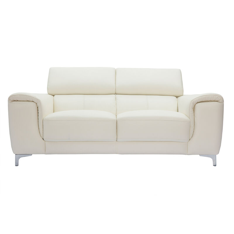 Canapé droit 2 places Blanc Cuir Design Confort Promotion