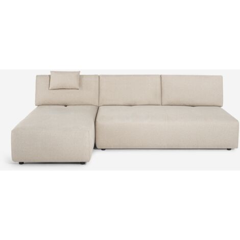 Canapé d'angle 3 places beige avec méridienne modulaire Mozy