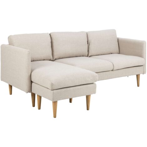 Canapé d'angle 3 places en bois et tissu avec méridienne réversible MILLY