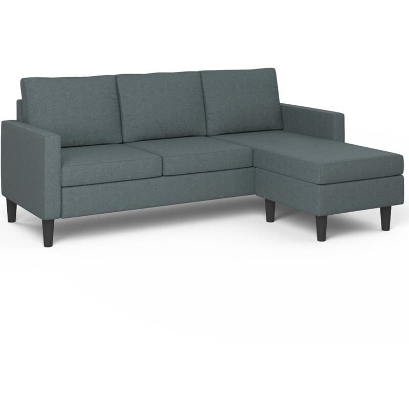 Canapé d'angle 3 places MARIUS 200 cm réversible gris anthracite