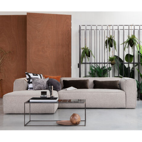 Canapé d'angle 305x175x73 cm en tissu gris clair - RULA