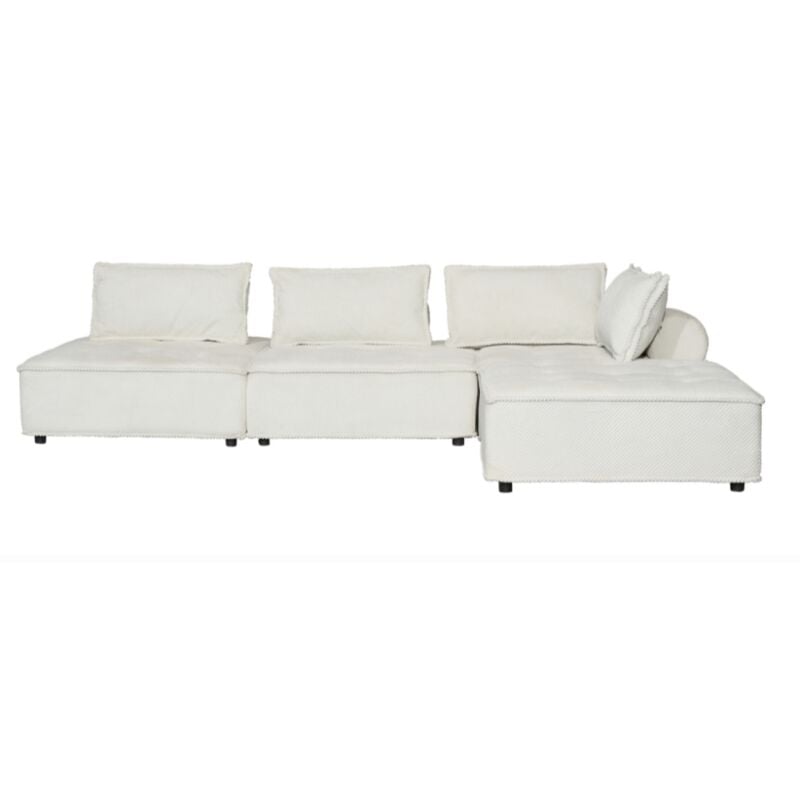 Concept-usine - stava - Canapé d'angle modulable 4 places en velours texturé - blanc