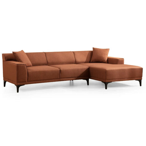 Canapé d'angle à droite moderne en tissu blanc avec 2 coussin Tivano 250 cm