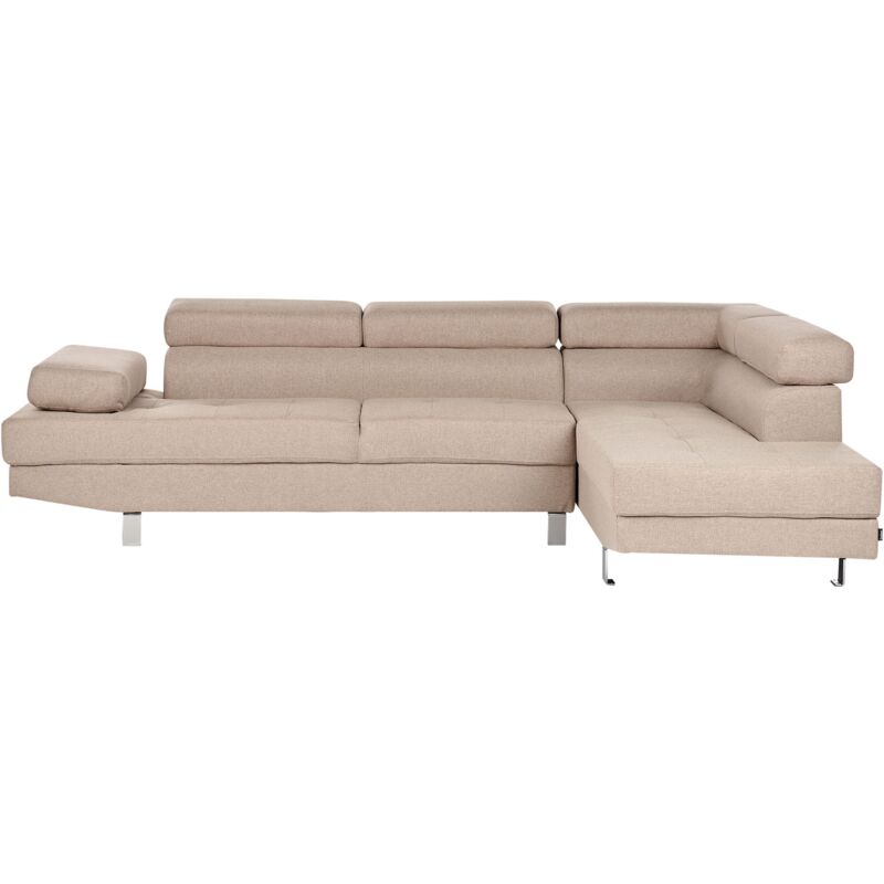 Beliani - Canapé d'Angle à Gauche 5 Places en Tissu Rembourré Beige Norrea