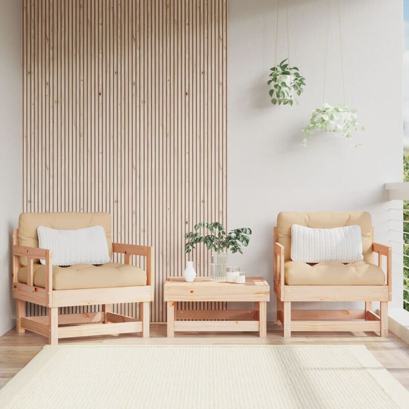 Chaises de jardin avec coussins lot de 2 bois de pin massif