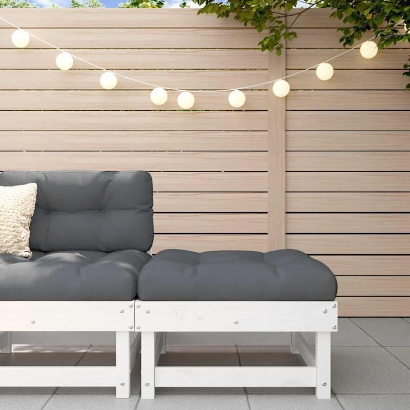 Repose-pied de jardin avec coussin blanc bois de pin massif Vidaxl