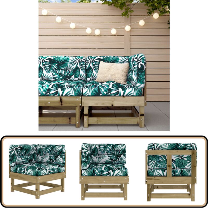 Canapé d'angle avec coussins bois de pin imprégné - Canapé D'angle - Mobilier De Jardin - Canapé Extérieur - Meubles De Jardin - Chaise Longue
