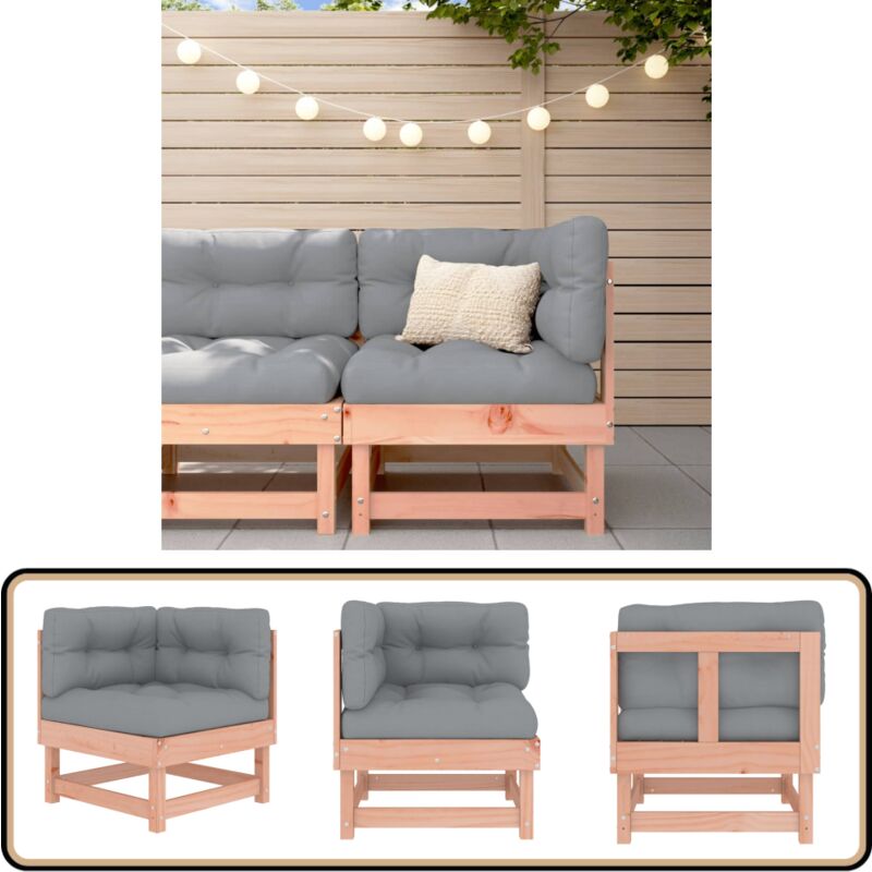 Canapé d'angle avec coussins bois massif douglas - Canapé D'angle - Mobilier De Jardin - Canapé Extérieur - Jardin - Terrasse