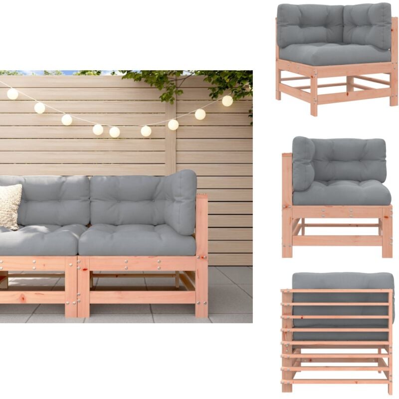 Canapé d'angle avec coussins bois massif douglas - Canapé D'angle - Mobilier De Jardin - Canapé Extérieur - Jardin - Terrasse