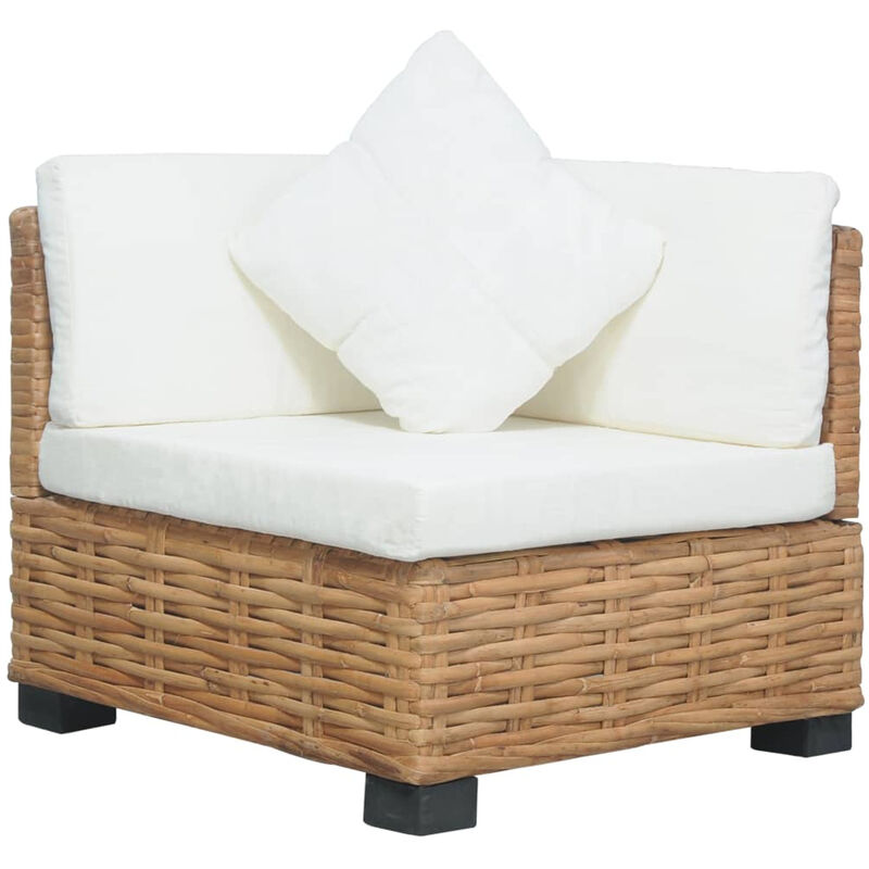 Canape d'angle avec coussins Rotin naturel