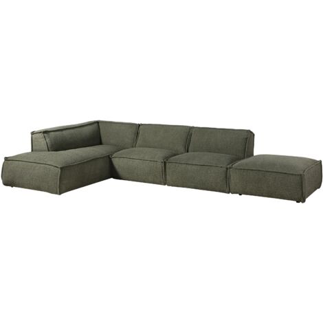 Canapé d'angle avec tabouret en polyester vert RAVENNA