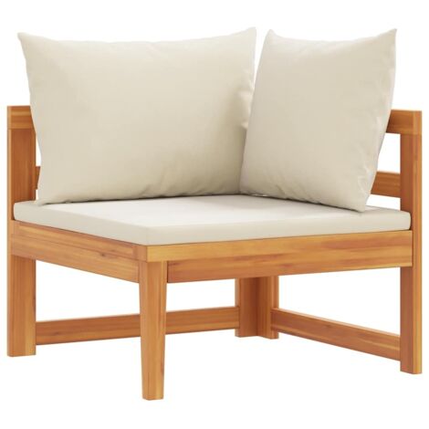 Canapé d'angle  Canapé scandinave Sofa avec coussins blanc crème Bois d'acacia solide 17124