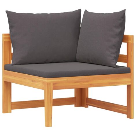 Canapé d'angle Contemporain - Sofa Divan Banquette - avec coussins gris foncé Bois d'acacia solide Chic-649631