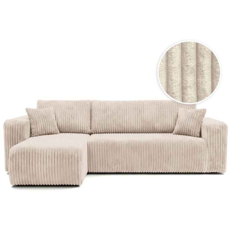 Canapé d'angle conv et réversible 4p ALYA velours cotelé épais Beige Canapé d'angle conv et réversible 4p ALYA velours cotelé épais Beige