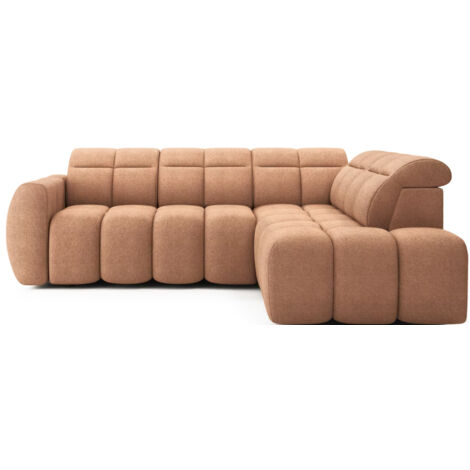 Canapé d’angle convertible 4 places BOBOON en tissu avec coffre de rangement – 258cm angle droit-Orange-angle droit