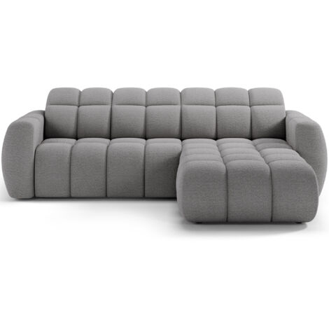 Canapé d’angle convertible 4 places tissu FENKA 288cm – Assise électrique & têtières réglables angle droit-Gris-angle droit