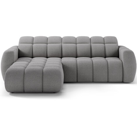 Canapé d’angle convertible 4 places tissu FENKA 288cm – Assise électrique & têtières réglables angle gauche-Gris-angle gauche