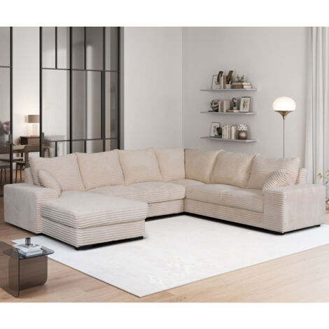 Canapé d'angle convertible 7 places en coloris beige