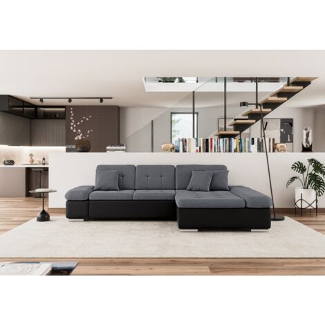 Canapé d'angle convertible ALRI Gris / Noir