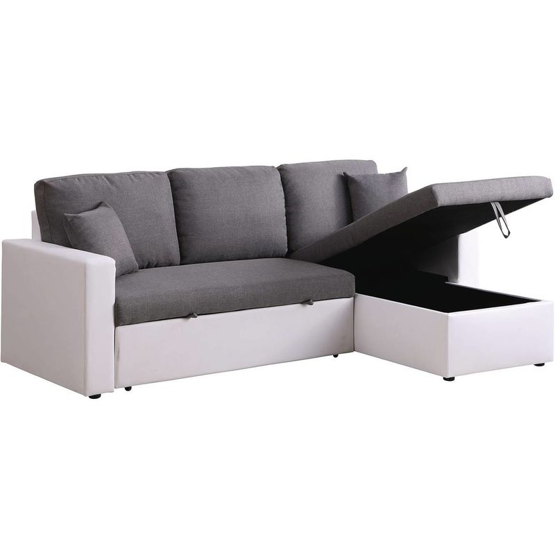 Canapé d'angle 3 places Blanc Tissu Design Confort Promotion