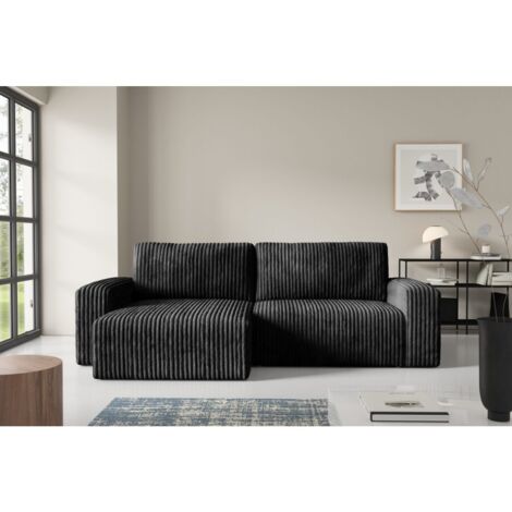Canapé d'angle convertible BRIGIA avec accoudoir Noir