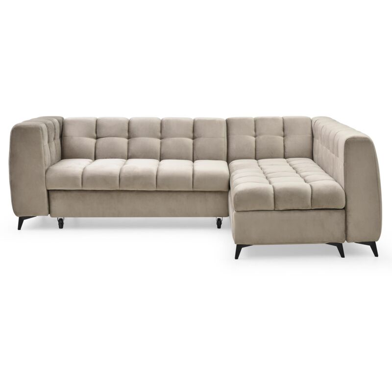 Cotecosy - Canapé d'angle convertible Chessy Velours Taupe
