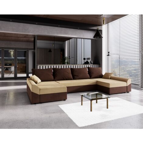 Canapé d'angle convertible DELIO U beige