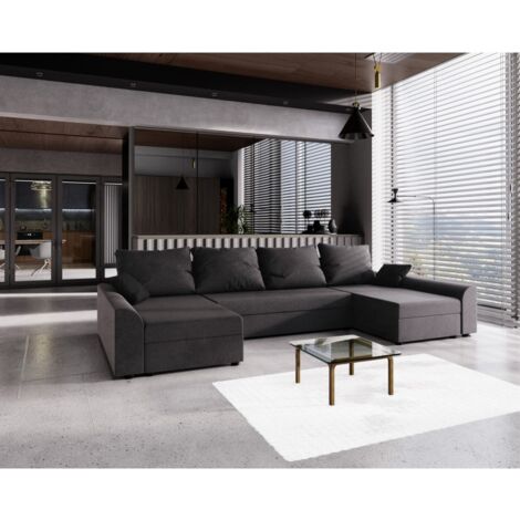 Canapé d'angle convertible DELIO U Gris Foncé