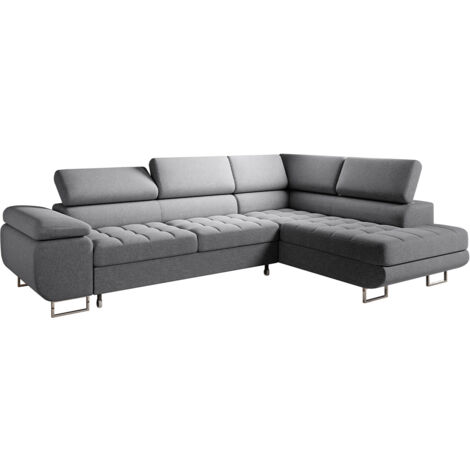 Canapé d'angle convertible droite 4 places Eden Gris anthracite