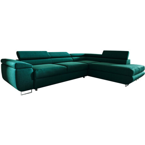 Canapé d'angle convertible droite 4 places Lyam Vert sapin