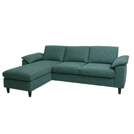 Canapé d’angle convertible en L avec méridienne réversible en tissu gris-vert canapé moderne avec coussins amovibles et suspension à ressorts ensachés 040009285