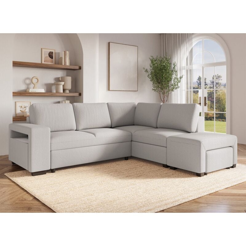 Deco In Paris - alban - Canapé d'angle convertible en tissu beige alban - Angle droit