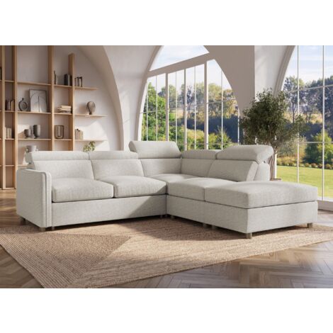 Canapé d'angle convertible en tissu beige NAIROBI - Angle droit