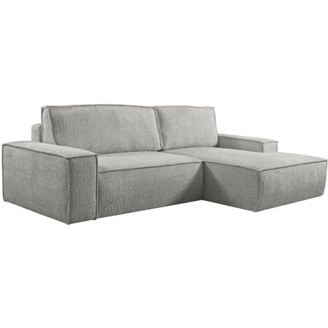 Canapé d'angle convertible en tissu bouclette gris AMELIA - Angle droit