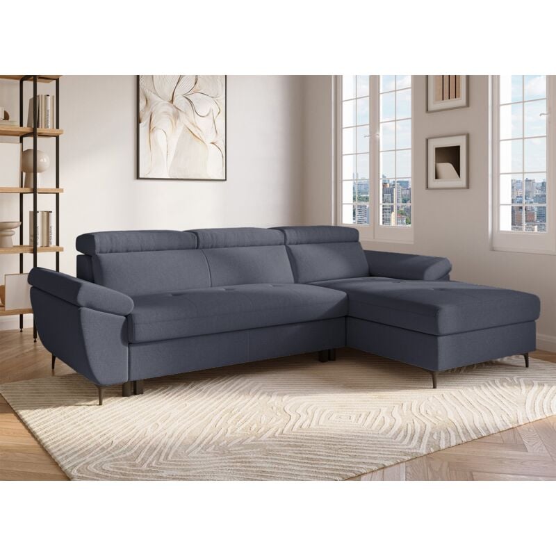 Deco In Paris - monica - Canapé d'angle convertible en tissu gris foncé monica - Angle droit
