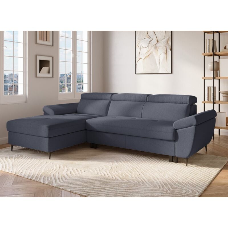 Deco In Paris - monica - Canapé d'angle convertible en tissu gris foncé monica - Angle gauche