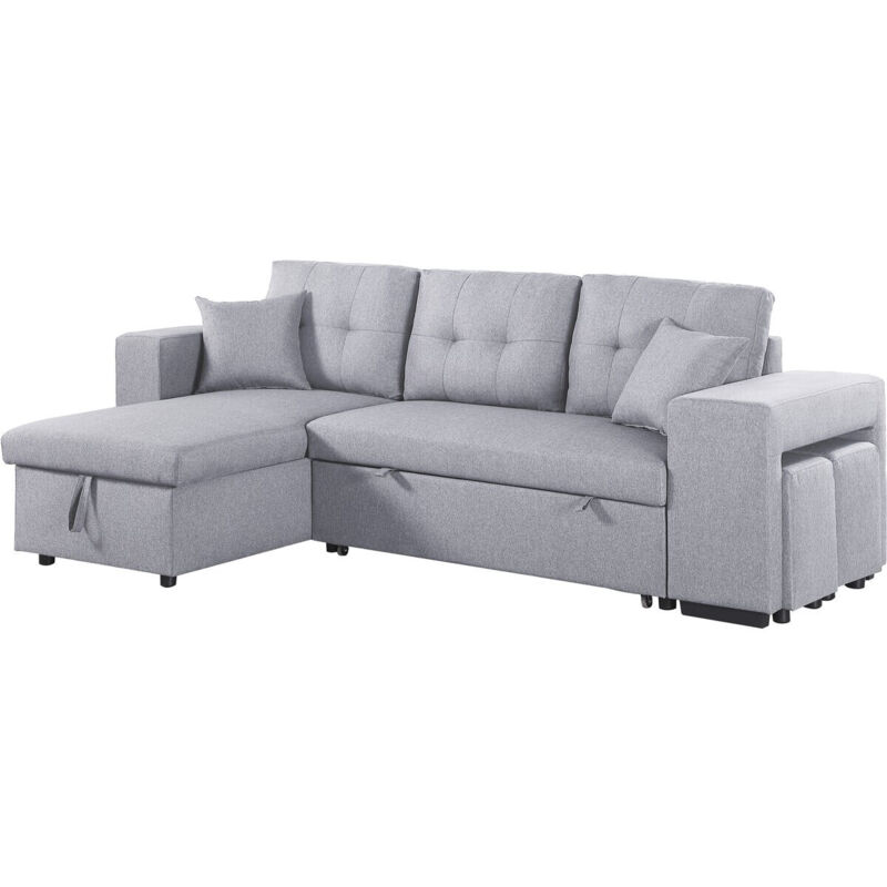 Canapé d'angle convertible en tissu "Noah" - 4 places - Gris clair