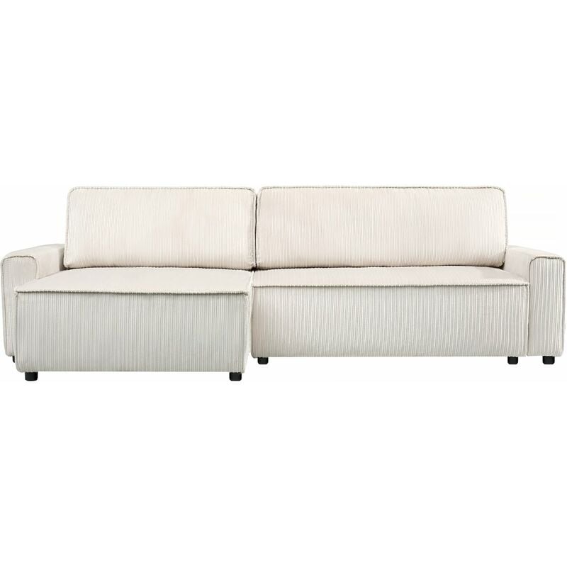 Palozi Sofa - Canapé d'angle convertible et reversible en velours côtelé 'Montaigne' - 3 places - Beige