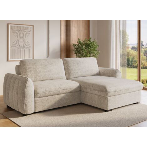 Canapé d'angle convertible et réversible avec coffre en velours