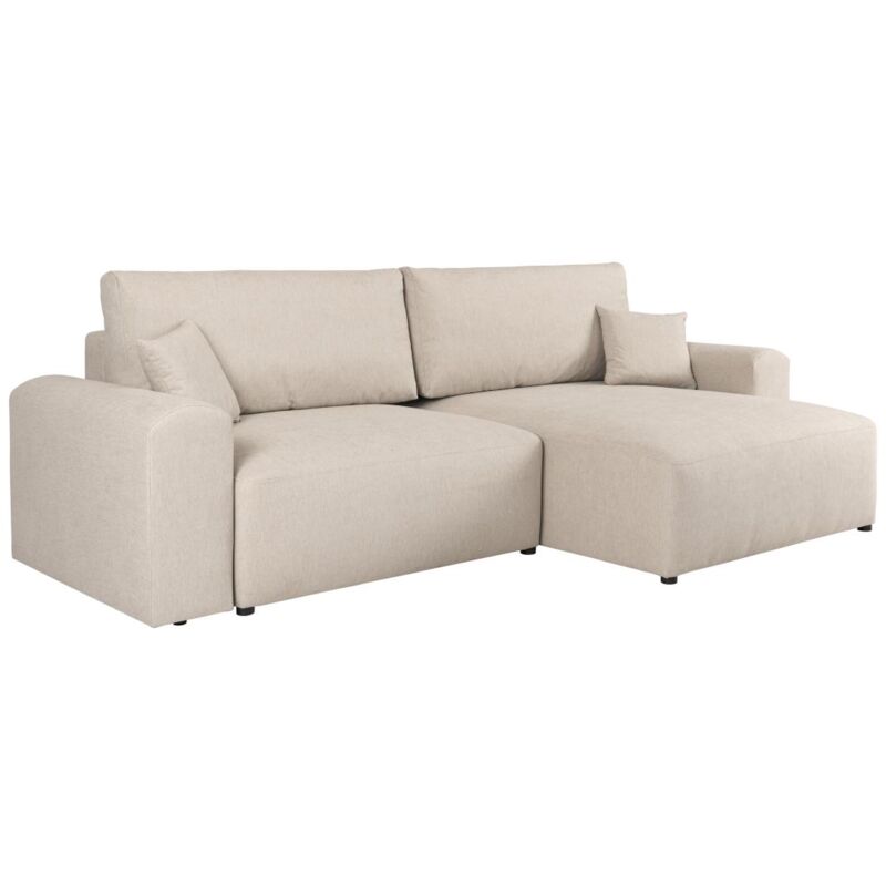 Vente-unique - Canapé d'angle convertible et réversible en tissu beige ilanor