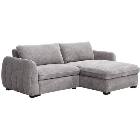 Canapé d'angle convertible et réversible en tissu chiné gris MONAVI