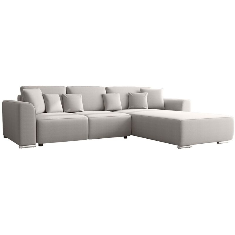 Vente-unique - Canapé d'angle convertible et réversible en tissu gris clair meltana
