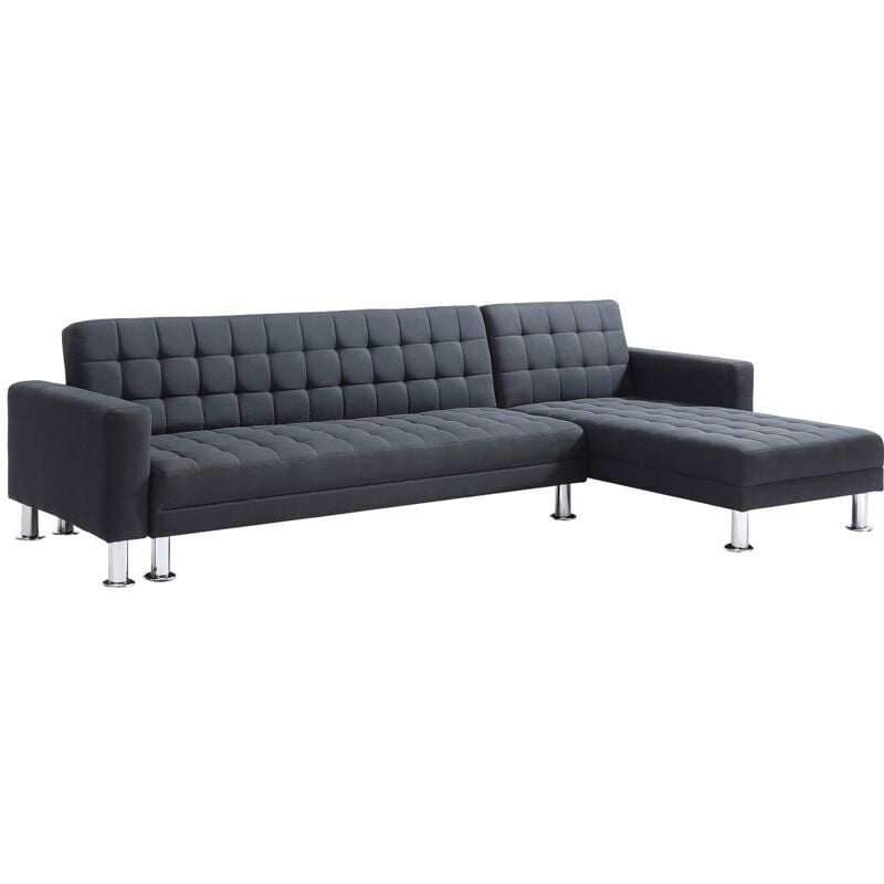 Vente-unique - Canapé d'angle convertible et réversible en tissu noir willis ii