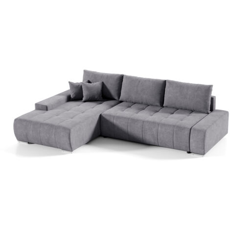 Canapé d'angle convertible gauche 4 places avec coffre Jonas Gris foncé