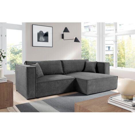 Canapé d'angle convertible MONIYA L Gris Foncé